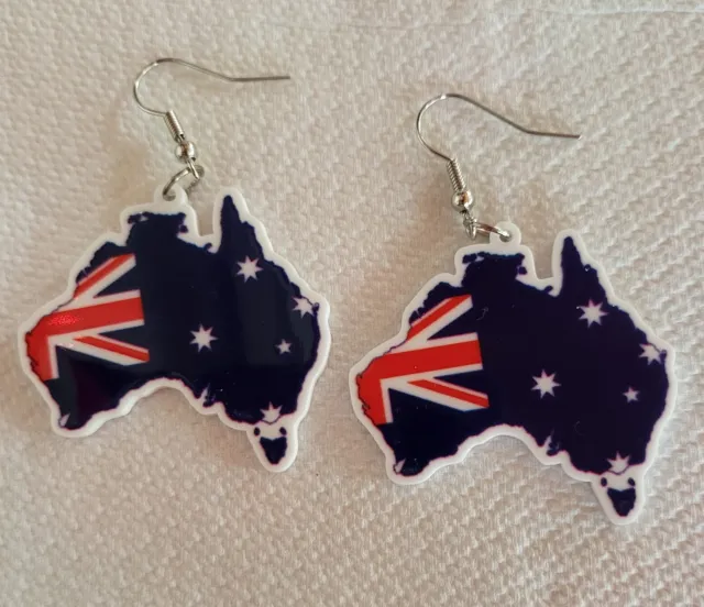 Australian Flag Map Of Australia Earrings Australia Day Oz Dangle Aussie Party