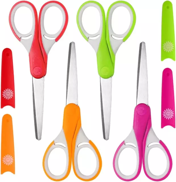 Kalatic Kids Scissors (4-Pack, Rounded-Tip, 13.4Cm), Small Safety Scissors Bl...