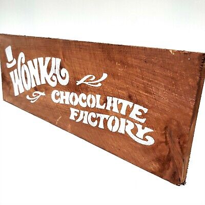 Old West Distressed Primitive Country Wood Sign - Wonka Factory 5" x 16"