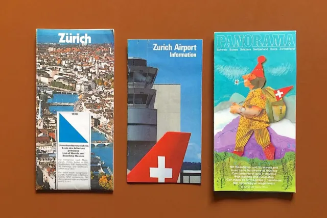 Vintage Maps, Guides for Zurich, Panoramic Map of Switzerland