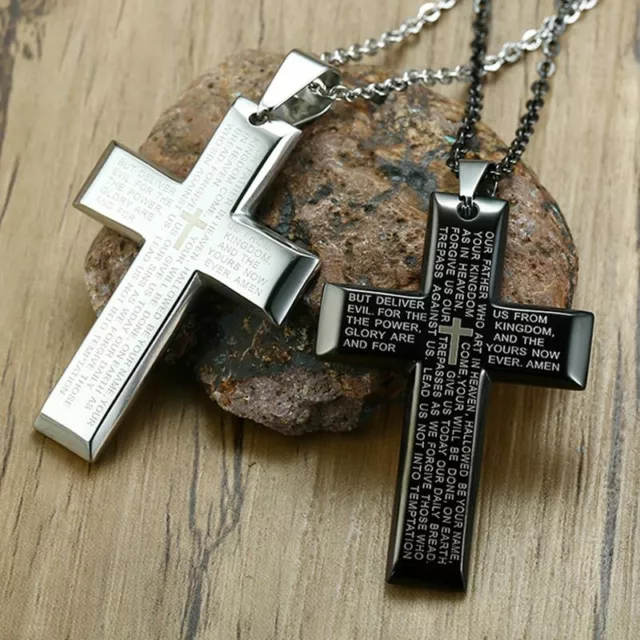 Big Cross Necklaces Stainless Steel Gothic Religion Crucifix Faith Pendant Tools