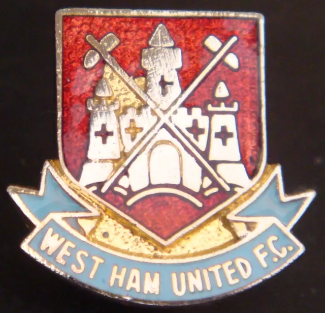 WEST HAM UNITED FC Vintage club crest type badge Brooch pin In gilt 20mm Dia