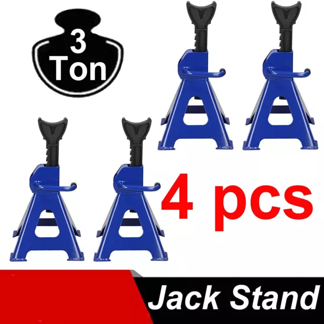4X3Ton Axle Stands Ratchet Lifting Jack Car Lorry Van Garage Heavy Duty US Stock
