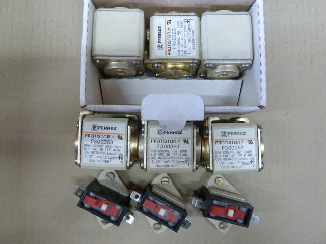 lot de 6 FUSIBLES FERRAZ PROTISTOR F300063  690V  AC 100A  fuse + 3 micro switch