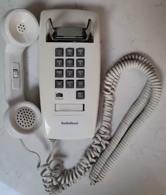 Vintage Radio Shack Wall Phone Telephone White Push Button With Cord