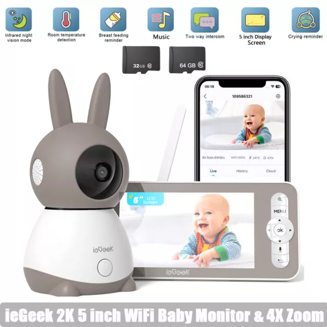 ieGeek 5" Wifi Baby Video Monitor with Camera Baby Monitors Newborn Baby Gifts