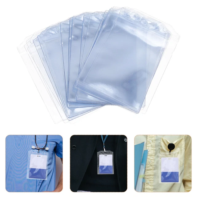 Lot De 24 Badges Nominatifs PVC Transparent - 9x5,7 Cm - Avec Clip Et épingle - Pour école, Entreprise, événements