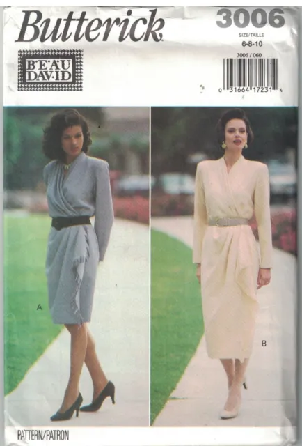3006 UNCUT Vintage Butterick Sewing Pattern Misses Wrap Dress Beau David OOP Sew