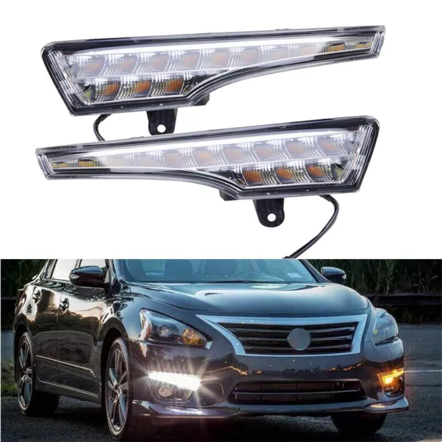 DRL LED Daytime Running Fog Light Turn Signal Lamp Fit For Nissan Altima 2013-15