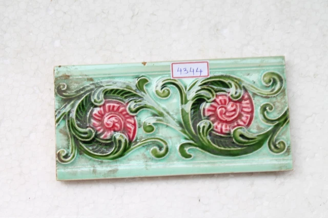 Japan antique art nouveau vintage majolica border tile c1900 NH4344 8