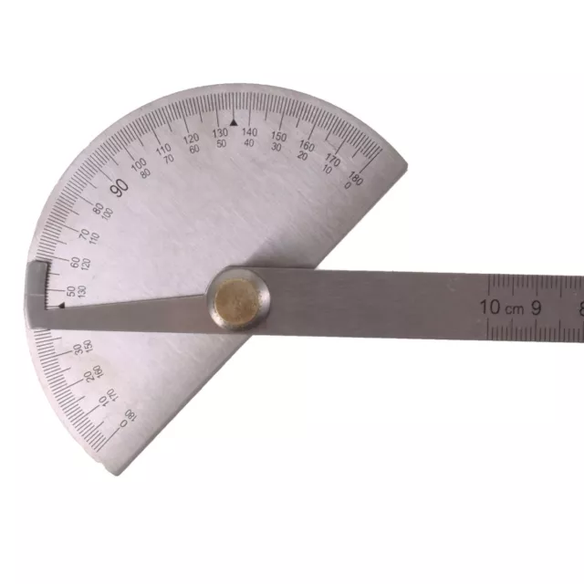 PRO STAINLESS STEEL PROTRACTOR 0-180 ANGLE FINDER 100mm Arm Rule Ruler Gauge NEW