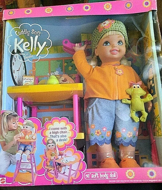Nrfb Vhtf Rare Vintage 2001 Mattel 16” Cuddly Soft Body Kelly Doll Sister Barbie