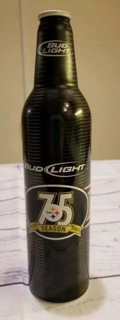 PITTSBURGH STEELERS BUD LIGHT Empty Aluminum Beer Bottle 75th Season