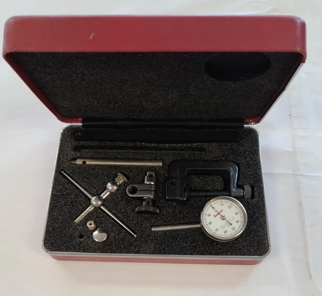 Starrett No. 196 Back Plunger Precision Dial Indicator Set .001" Grads
