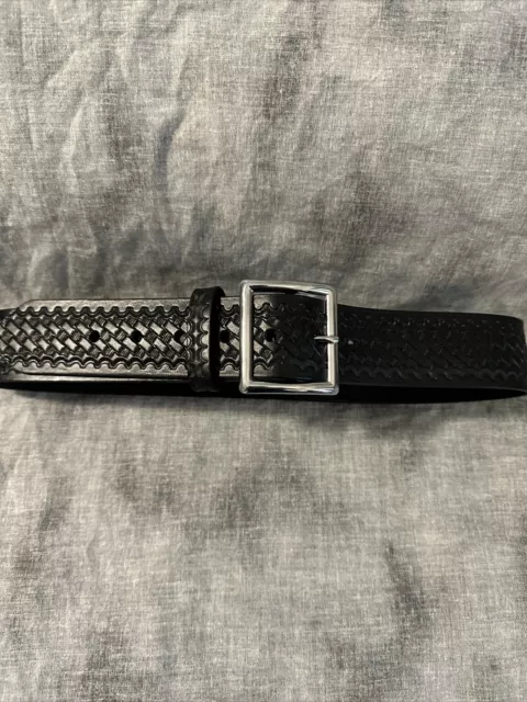 Boston Leather Garrison Belt Value Line 1.75" 30" Nickel Buckle Basket Weave