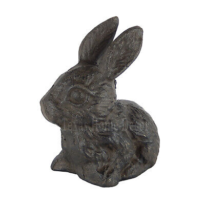 Bunny Rabbit Figurine Statue Cast Iron Rustic Paper Weight Garden Lawn Decor