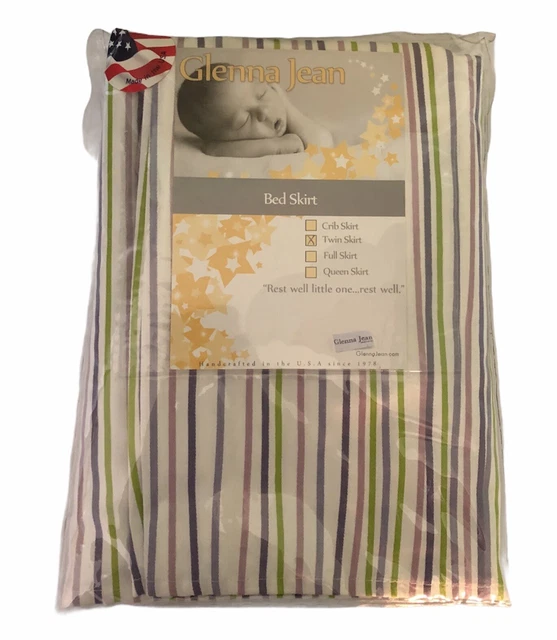Falda de cama de jean Glenna Lulu púrpura verde lila crema a rayas dobles