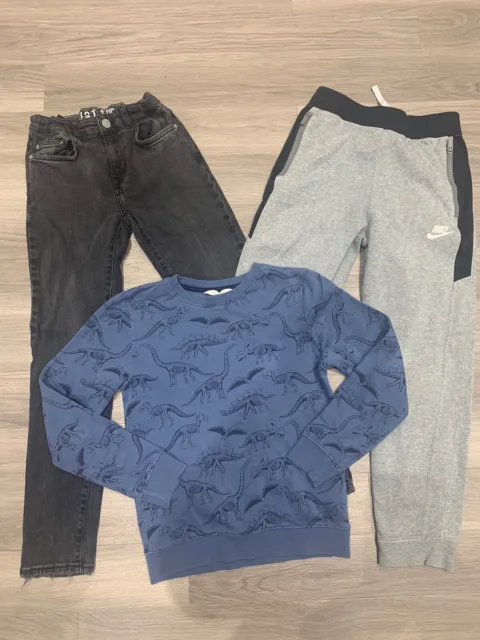 Boys Kids Clothing Bundle X3 Zara Nike Trousers Joggers Dino Too Age 8-10