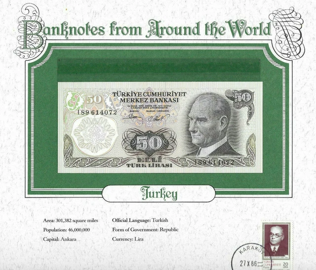 World Banknotes Turkey 50 Lira 1970 (1983) UNC P 188 Prefix I89