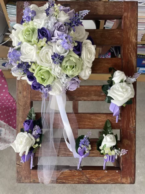 Foam flower bouquet - Wedding With Matching Buttonhole