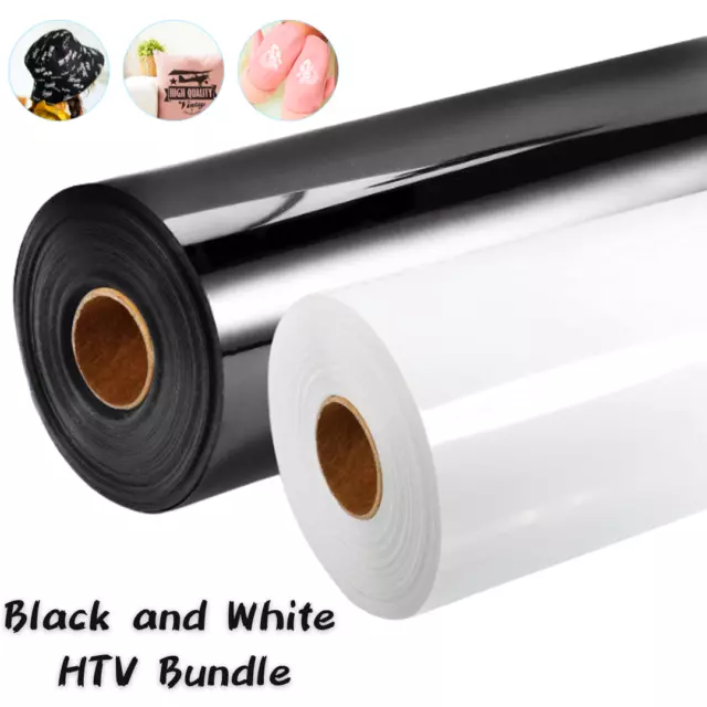 HTV vinyl Black and White Heat Transfer Vinyl Rolls Iron on Vinyl for Shirts