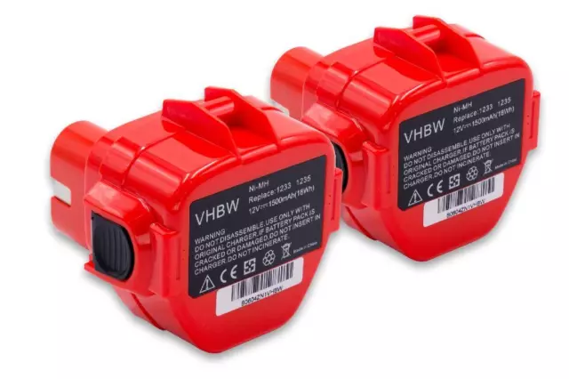 2x BATTERIE d'outil 1500mAh 12V rouge pour Makita 8413DWDE, 8413DWFE