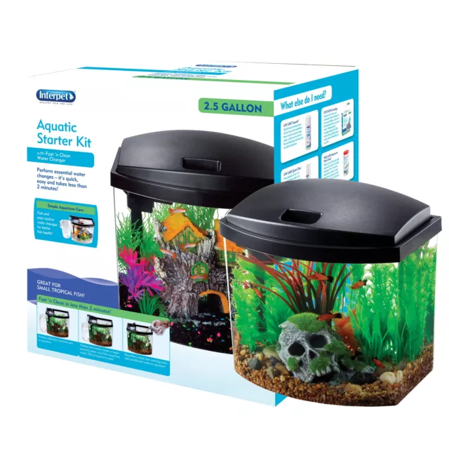 Aquatic Starter Kit Fish Tank Aquarium, Clear Acrylic, 2.5 Gallons, setup guide