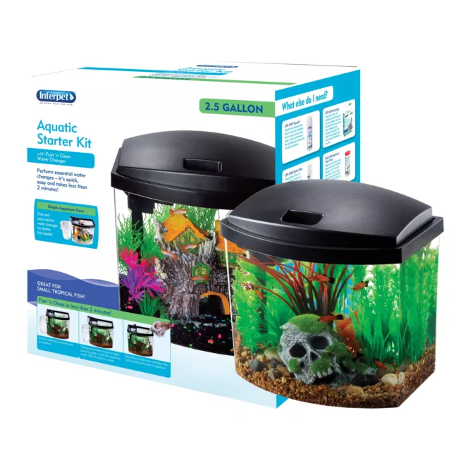 Aquatic Starter Kit Fish Tank Aquarium, Clear Acrylic, 2.5 Gallons 2