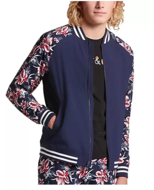 Paisley & Gray Men’s Slim Fit Bomber Track Jacket Navy Floral Size Large NWT