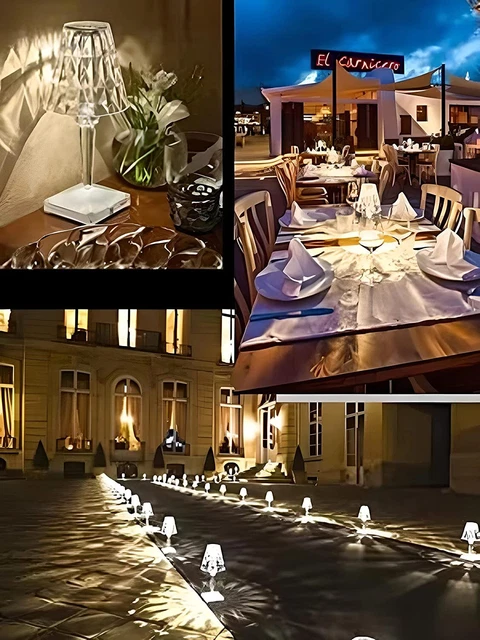 Lampada Da Tavolo Led Ricaricabile Cristallo Poldina Batteria Touch 3 Colori 4