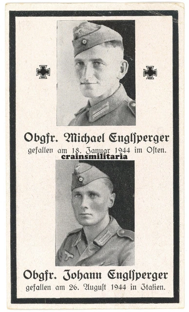 Orig. Sterbebild Brüder + Nord Italien 1944 Futa-Pass und Russland 1944