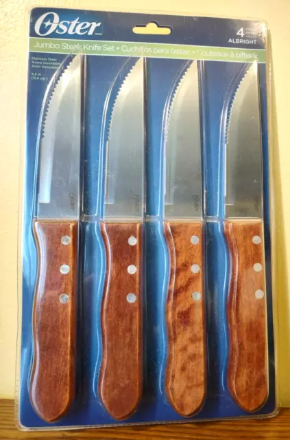 OSTER Stainless Steel Modern Jumbo Steak Knife Set #248 Set of 4