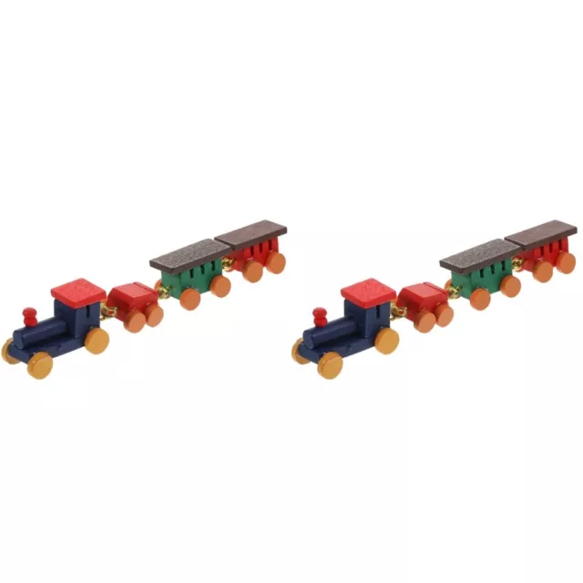 2 PIEZAS Modelo de tren pequeño decoración de madera juguete miniatura pequeño