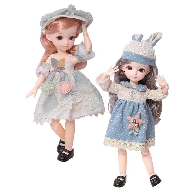 2 pezzi 1/6 23 bambola flessibile snodata BJD ragazza bella moda bambini gioco