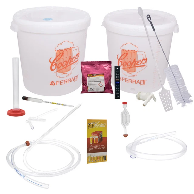 Kit Fermentazione Birra Fusto Acciaio Inox 30L + Accessori + Malto Coopers