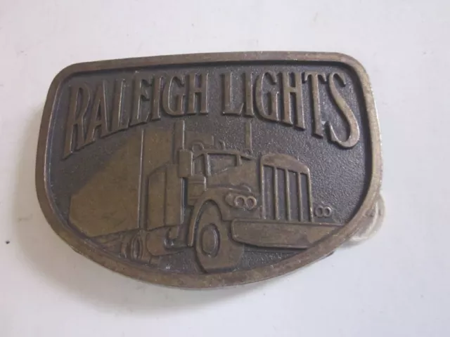 Vintage Brass Raleigh Lights Cigarettes Trunk Design Belt Buckle