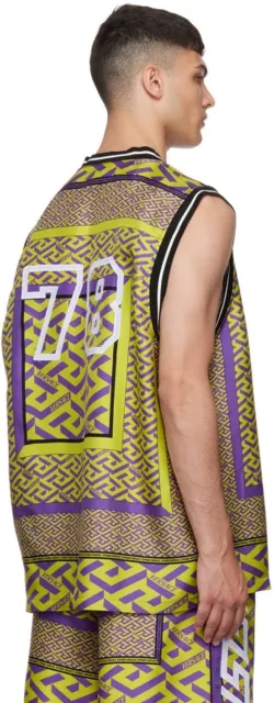 Versace La Greca Logo Silk Basketball Jersey Tank Top Size L NWT $1675 3