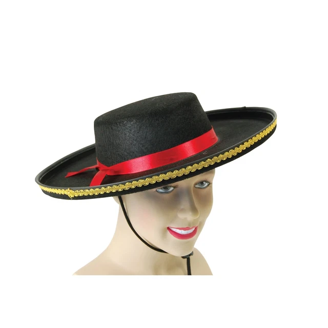 Bristol Novelty- Feutre Espagnol Chapeau, BH514, Noir, Taille Unique Halloween, Carnaval : Bristol Novelty