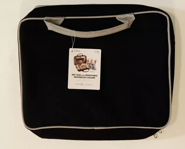 Nuevo con etiquetas Everything Mary Art Case negro y gris 12,5""x 9,5""x 3"" cierre y bolsillos con cremallera