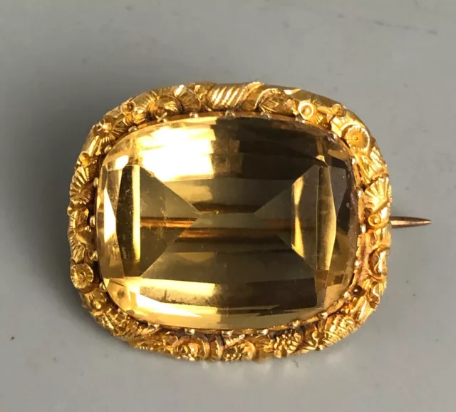 19th Century 15ct Yellow Gold Citrine Brooch 8.58g ALZX