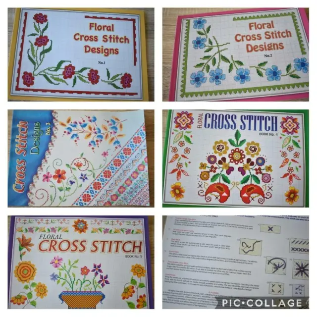 Cross Stitch Design Book Pattern Charts Flowers Borders Cushions Tablecloths