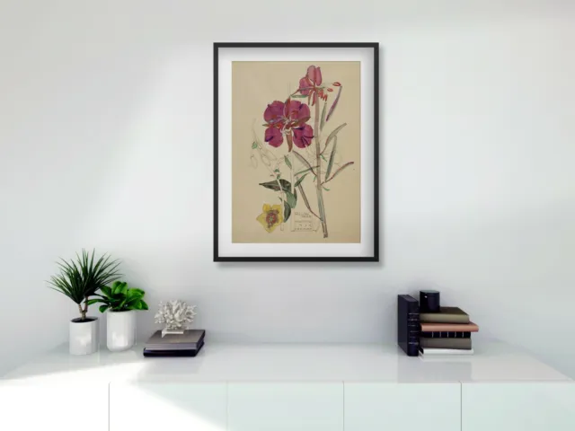 Rennie Mackintosh FRAMED digital A4 PRINT Willow Herb 11 x 14 black /white frame