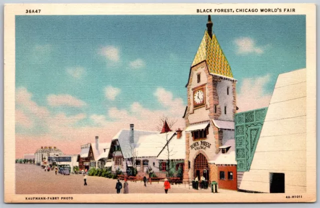 Vtg Illinois IL Black Forest German Village Chicago World's Fair 1934 Postcard