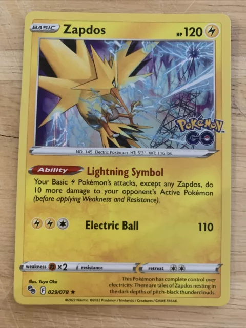 Pokemon Go TCG Card NM/M 029/078 Zapdos Holo Rare