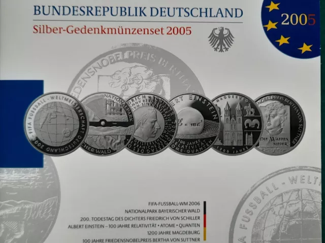 Deutschland 10-Euro SILBER-GEDENKMÜNZEN-SET 2005 SPIEGELGLANZ