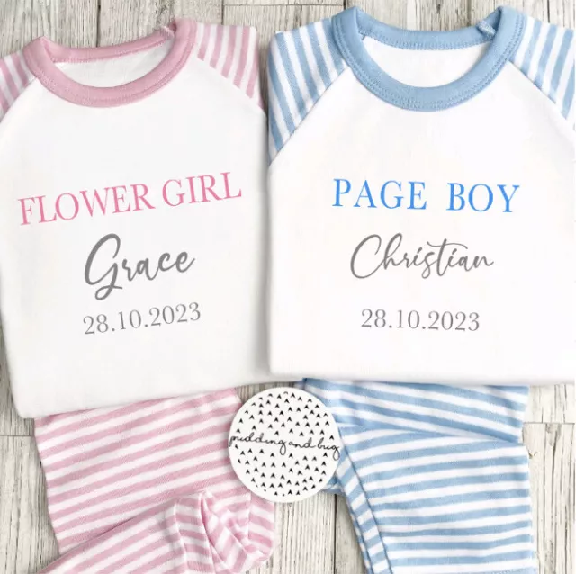 Personalised Page Boy Flower Girl Pyjamas bridesmaid  Pjs Wedding Favour