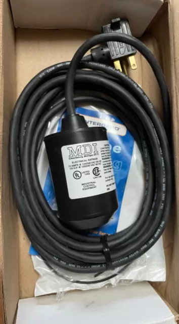 Nos MDI Float Switch 860D24015 Pump Down 15`Cord 120V Piggyback Plug USA