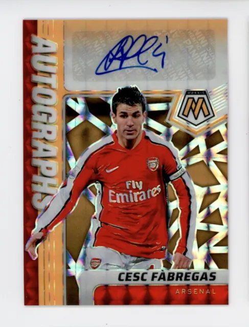 2021 Cesc Fabregas Panini Mosaic Orange Florescent Arsenal Autographed Card /50