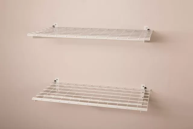 HyLoft 777 Wall Shelf with Hanging Rod, 36" x 18" (2-Pack), Wall Mount, White 3