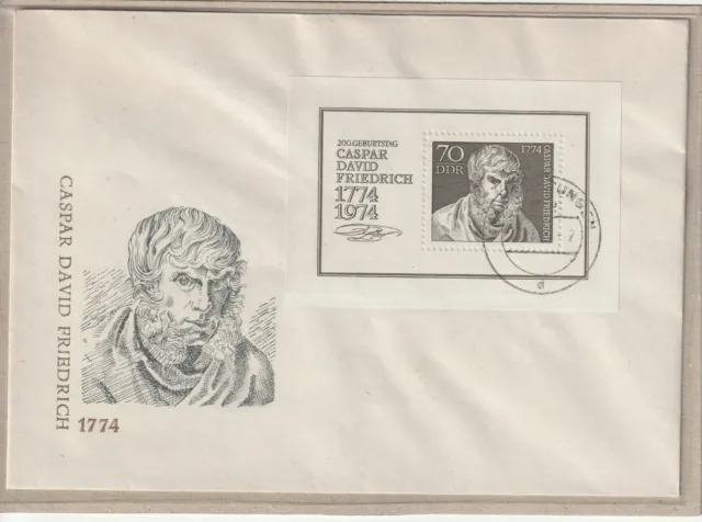Ersttagsbrief - "200. Geburtstag Caspar David Friedrich 1774-1974" mit Block